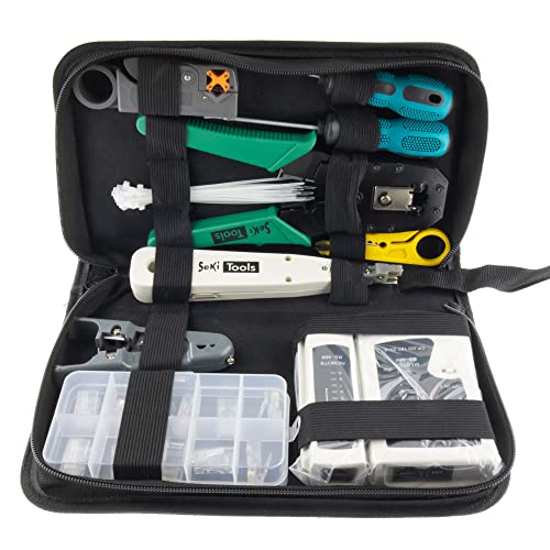 SeKi Werkzeugset Netzwerk 10-teilig inkl. Kabeltester Leitungstester für RJ45 Patchkabel, Crimpzange für Netzwerkstecker, LSA Anlegewerkzeug, Abisolierwerkzeug, Schraubendreher, RJ-45 Modularstecker SeKi Werkzeugset Netzwerk 10-teilig inkl. Kabeltester Leitungstester für RJ45 Patchkabel, Crimpzange für Netzwerkstecker, LSA Anlegewerkzeug, Abisolierwerkzeug, Schraubendreher, RJ-45 Modularstecker von SeKi