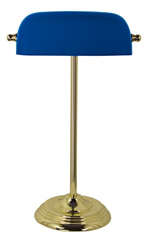 Bankerlampe Messing & Glas BLAU - perfekt für die maritime Dekoration von Sea-Club