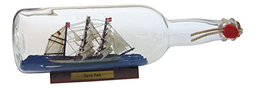 Sea-Club Flaschenschiff - Gorch Fock Buddelschiff Glas/Holz/Messing B=29cm von Sea-Club