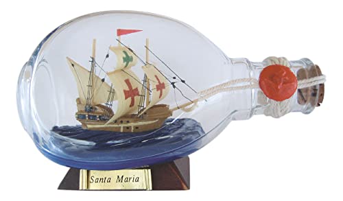 Sea-Club Flaschenschiff - Santa Maria Buddelschiff Glas/Holz/Messing B=15cm von Sea-Club