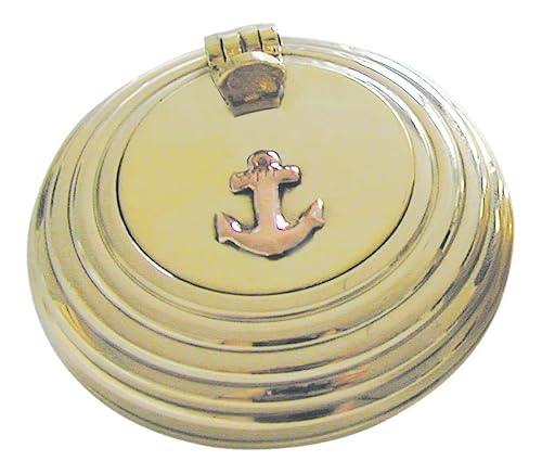 Sea-Club Klappaschenbecher Ascher Messing gerillt Ø=6cm Maritime Deko von Sea-Club