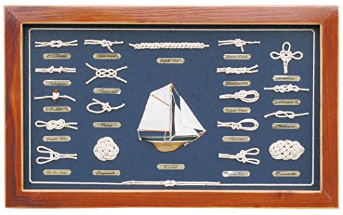 Sea-Club Knotentafel mit 19 Knoten DE Knotenbild Holz/Messing/Glas 51x31cm von Sea-Club