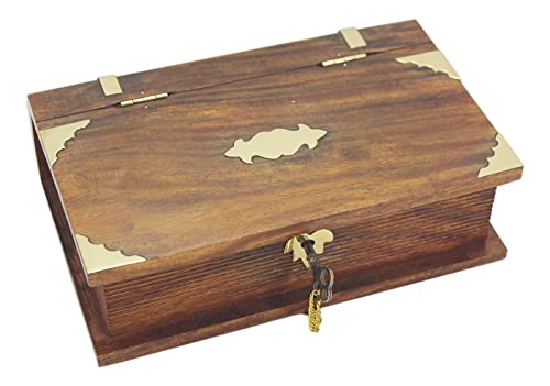 Sea-Club Buch-Box mit eingebautem Schloss Schatulle Holz/Messing 21x14cm von Sea-Club