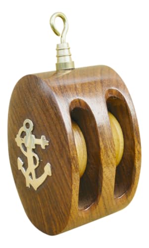 Sea-Club Doppel-Blockrolle Seilrolle Holz, Messing von Sea-Club