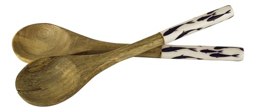Sea-Club Fische Salatbesteck/Servierbesteck/Servierlöffel Mango-Holz 10x30cm von Sea-Club