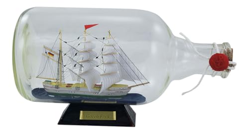 Sea-Club Flaschenschiff - Gorch Fock Buddelschiff Glas/Holz B=28cm Ø=13cm von Sea-Club