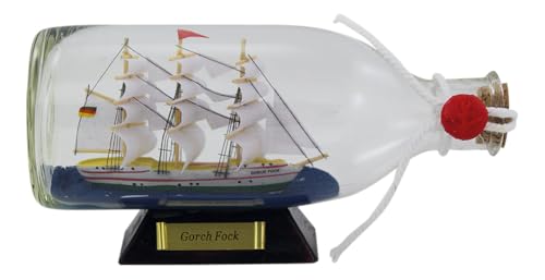 Sea-Club Flaschenschiff - Gorch Fock Buddelschiff Holz/Glas B=16cm Ø=7cm von Sea-Club