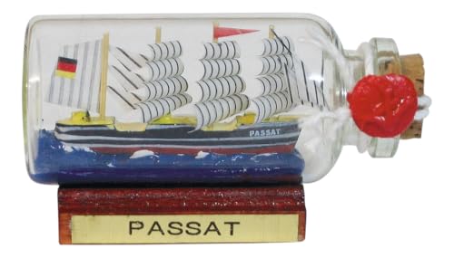 Sea-Club Flaschenschiff - Passat Buddelschiff Glas/Holz/Messing B=6cm von Sea-Club