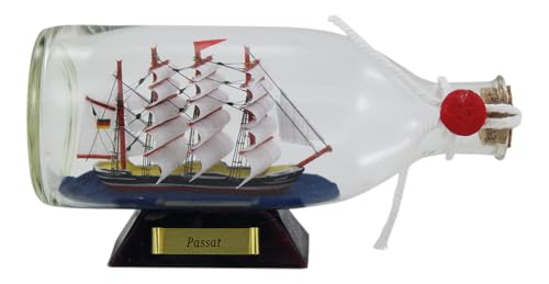 Sea-Club Flaschenschiff - Passat Buddelschiff Glas/Holz B=16cm Ø=6cm von Sea-Club