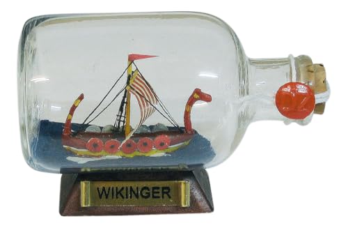 Sea-Club Flaschenschiff - Wikinger Buddelschiff Glas/Holz/Messing B=9cm von Sea-Club