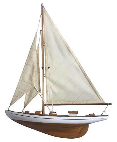 Sea-Club Halbrumpf-Segelyacht Modellschiff Holz/Stoff 42x53cm braun/weiß von Sea-Club
