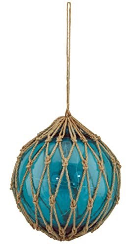 Sea-Club LED-Fischerkugel Maritime Deko Glas & Tauwerk/Sisal Ø=20cm blau von Sea-Club