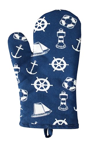Sea-Club Ofenhandschuh - Maritim Küche Baumwolle, gesteppt blau/weiß von Sea-Club
