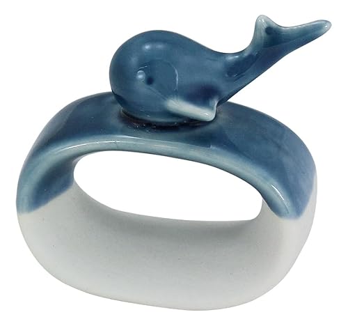 Sea-Club Serviettenring - Wal Maritime Deko Steingut lackiert B=6cm blau/weiß von Sea-Club