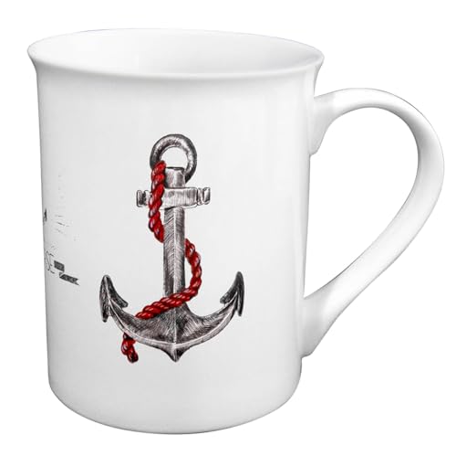 Sea-Club Tasse/Kaffeebecher - Anker rotes Tau in Geschenkbox Maritime Deko Porzellan Ø=7cm von Sea-Club