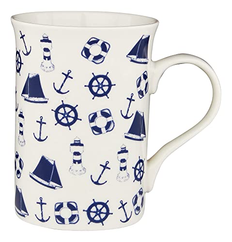 Sea-Club Tasse/Kaffeebecher - Maritim in Geschenkbox Maritime Deko Porzellan B=10cm Ø=7cm blau/weiß von Sea-Club