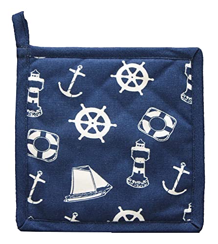 Sea-Club Topflappen - Maritim Küche Baumwolle, gesteppt blau/weiß von Sea-Club