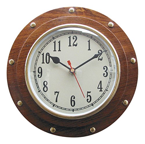 Sea-Club Uhr im Bullauge Nautik Holz/Messing Ø=23cm Maritime Dekoration von Sea-Club