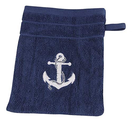 Sea-Club Waschhandschuh Anker blau Waschlappen Baumwolle maritim von Sea-Club