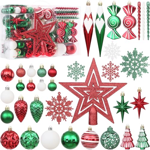 Sea Team 130-teiliges sortiertes Set aus bruchsicheren Weihnachtskugeln und Baumschmuck-Dekorationen mit wiederverwendbarer Geschenkverpackung für den Weihnachtsbaum.(ELF) von Sea Team