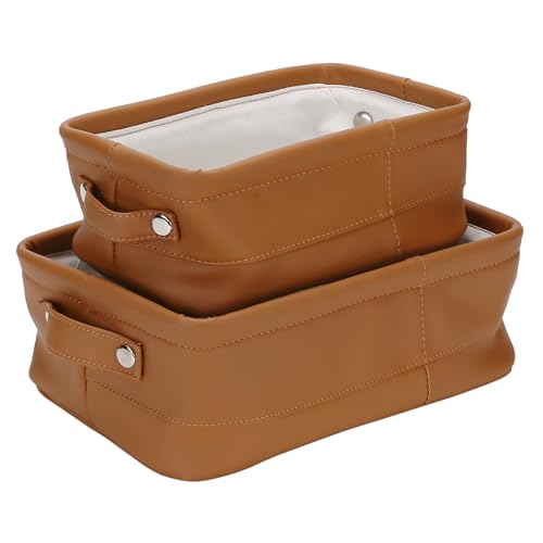 Sea Team 2er-Pack PU-Lederlagerkörbe mit Griffen in gemischten Größen - Leichtgewichtige, luxuriöse Aufbewahrungsboxen für Bücher, Spielzeug, Kosmetik, Schmuck und Bürobedarf.BRAUN Sea Team 2er-Pack PU-Lederlagerkörbe mit Griffen in gemischten Größen - Leichtgewichtige, luxuriöse Aufbewahrungsboxen für Bücher, Spielzeug, Kosmetik, Schmuck und Bürobedarf.BRAUN von Sea Team