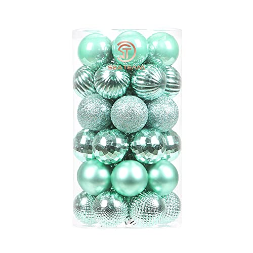 Sea Team 40mm/1.57" Feine dekorative Kleinigkeit mit Gemälde & funkelndem Weihnachtsbaumschmuck als Thema, Christbaumkugel-Set—41 Stück von Sea Team