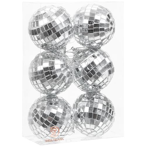 Sea Team 6 Stück 6cm/2.36 Zoll Silberne Spiegel-Discokugeln Weihnachtsbaum-Baumbehang - Perfekt für Weihnachtsdekorationen, Baumornamente, Discoparty-Dekorationen. Sea Team 6 Stück 6cm/2.36 Zoll Silberne Spiegel-Discokugeln Weihnachtsbaum-Baumbehang - Perfekt für Weihnachtsdekorationen, Baumornamente, Discoparty-Dekorationen. von Sea Team