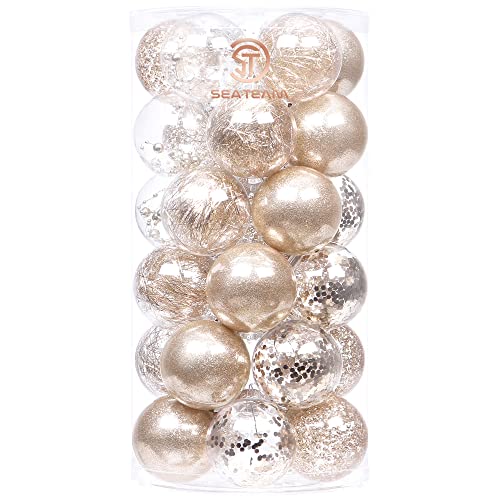 Sea Team 60mm/2.36" Feine dekorative Kleinigkeit mit Gemälde & funkelndem Weihnachtsbaumschmuck als Thema, Christbaumkugel-Set—30 Stück von Sea Team