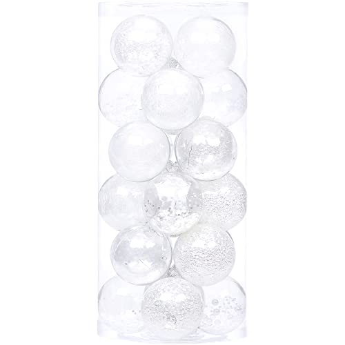 Sea Team 70mm/2.76" Feine dekorative Kleinigkeit mit Gemälde & funkelndem Weihnachtsbaumschmuck als Thema, Christbaumkugel-Set—24 Stück von Sea Team
