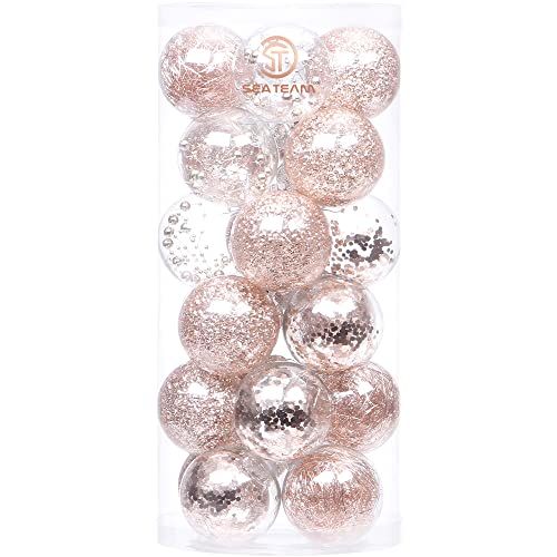 Sea Team 70mm/2.76" Feine dekorative Kleinigkeit mit Gemälde & funkelndem Weihnachtsbaumschmuck als Thema, Christbaumkugel-Set—24 Stück von Sea Team