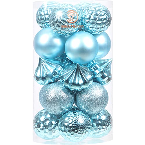 Sea Team 80mm/3.15" Feine dekorative Kleinigkeit mit Gemälde & funkelndem Weihnachtsbaumschmuck als Thema, Christbaumkugel-Set—20 Stück von Sea Team