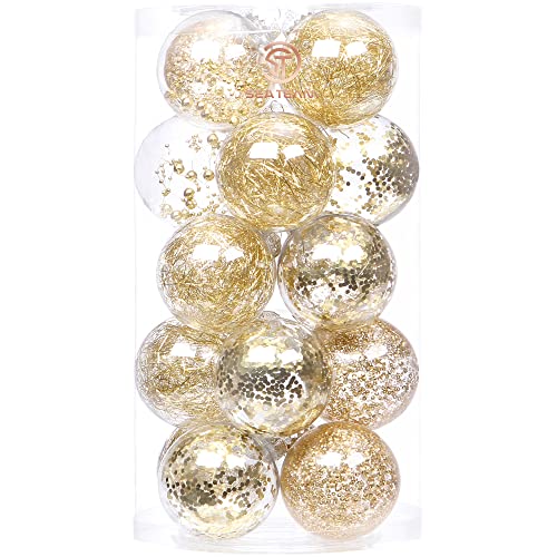Sea Team 80mm/3.15" Feine dekorative Kleinigkeit mit Gemälde & funkelndem Weihnachtsbaumschmuck als Thema, Christbaumkugel-Set—20 Stück von Sea Team