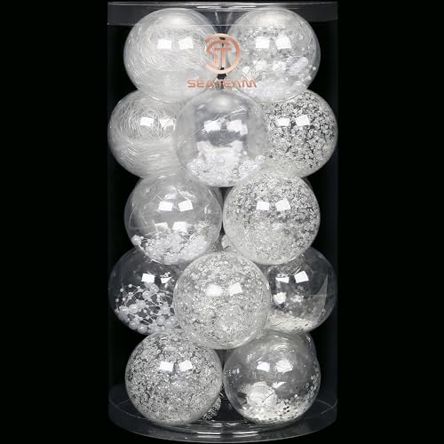 Sea Team 80mm/3.15" Feine dekorative Kleinigkeit mit Gemälde & funkelndem Weihnachtsbaumschmuck als Thema, Christbaumkugel-Set—20 Stück von Sea Team