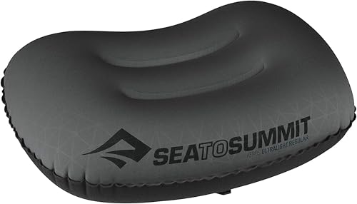 Sea to Summit - Aeros Ultralight Reisekissen R - Konturiert & leicht zum Aufblasen - Polyestergewebe 20D - rutschfest - Ultraleicht für Wanderungen - 36 x 26 x 12cm - Grey - 60g von Sea to Summit