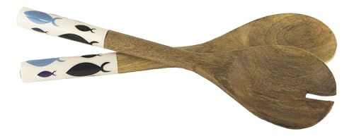 Sea4You Salatbesteck Servierbesteck Servierlöffel - Fisch-Strudel emailliert aus Mangoholz (30) von Sea4You