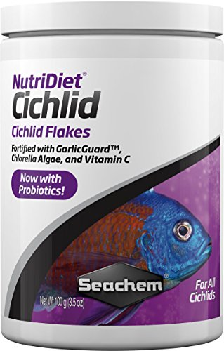 Seachem NutriDiet Buntbarsch-Flocken, probiotische Formel mit Knoblauchschutz, 100 g, 1 Stück von Seachem