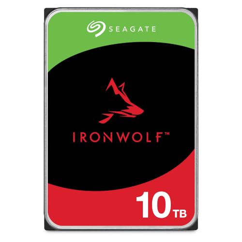 Seagate IronWolf 10TB, NAS interne Festplatte, 3.5 Zoll, 7200 U/Min, CMR, 256 MB Cache, SATA 6GB/s, silber, FFP, inkl. 3 Jahre Rescue Service, Modell: ST10000VN0008 von Seagate