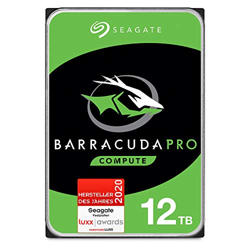 Seagate BarraCuda Pro 12TB interne Festplatte, 3.5 Zoll, 7200 u/min, 256 MB Cache, SATA 6GB/s, silber, FFP, Modellnr.: ST12000DMZ007 von Seagate