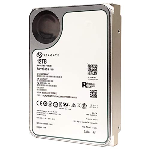 Seagate BarraCuda Pro 12TB interne Festplatte, 3.5 Zoll, 7200 u/min, 256 MB Cache, SATA 6GB/s, silber, FFP, Modellnr.: ST12000DMZ007 von Seagate