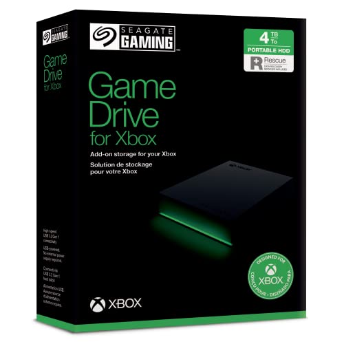 Seagate Game Drive Xbox 4TB tragbare externe Festplatte , 2.5 Zoll, USB 3.0, Xbox, schwarz, 2 Jahre Rescue Service, Modellnr.: STKX4000402 von Seagate