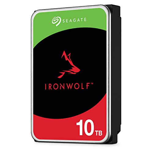 Seagate IronWolf 10TB NAS interne Festplatte HDD, 3.5 Zoll, 7200 U/Min, CMR, 256 MB Cache, SATA 6GB/s, inkl. 3 Jahre Rescue Service, Modellnr.: ST10000VN000 von Seagate