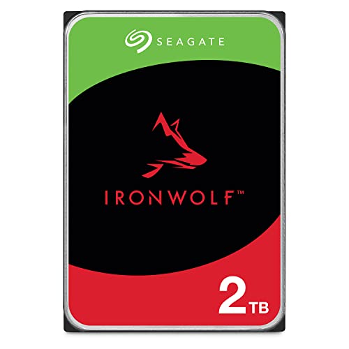 Seagate IronWolf 2 TB interne Festplatte NAS HDD, 3.5 Zoll, 5400 U/Min, CMR, 64 MB Cache, SATA 6 GB/s, silber, FFP, inkl. 3 Jahre Rescue Service, Modellnr.: ST2000VN003 von Seagate