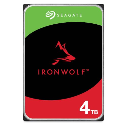 Seagate IronWolf 4TB interne Festplatte, NAS HDD, 3.5 Zoll, 5400 U/Min, CMR, 64 MB Cache, SATA 6GB/s, silber, inkl. 3 Jahre Rescue Service, FFP, Modellnr.: ST4000VN006 von Seagate