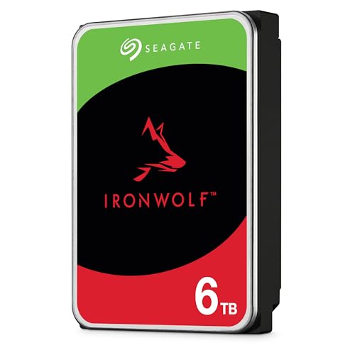 Seagate IronWolf 6 TB interne Festplatte NAS HDD, 3.5", 5400 U/Min, 256 MB Cache, SATA 6 Gb/s, silber, Data Rescue Services (ST6000VN006) von Seagate