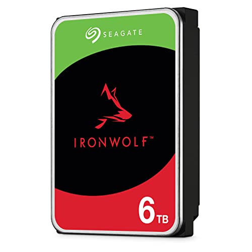 Seagate IronWolf 6 TB interne Festplatte NAS HDD, 3.5 Zoll, 5400 U/Min, 256 MB Cache, SATA 6 Gb/s, silber, inkl. 3 Jahre Rescue Service, Modellnr.: ST6000VN006 von Seagate