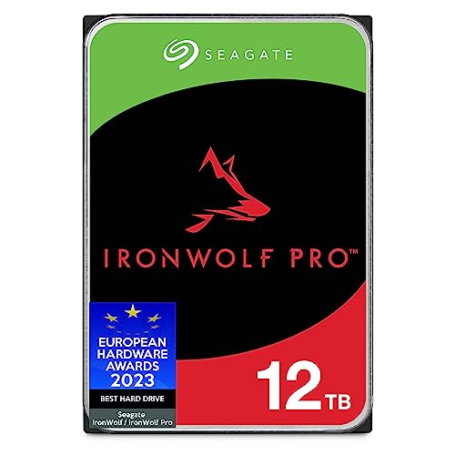 Seagate IronWolf Pro 12TB, NAS interne Festplatte, 3.5 Zoll, 7200 U/Min, CMR, 256 MB Cache, SATA 6 GB/S, inkl. 3 Jahre Rescue Service, Modellnr.: ST12000NTZ01 von Seagate