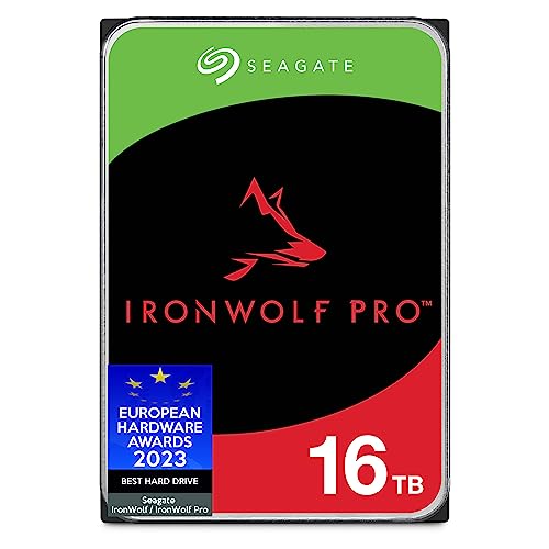 Seagate IronWolf Pro 16TB, NAS interne Festplatte, 3.5 Zoll, 7200 U/Min, CMR, 256 MB Cache, SATA 6 GB/S, inkl. 3 Jahre Rescue Service, Modellnr.: ST16000NTZ01 von Seagate