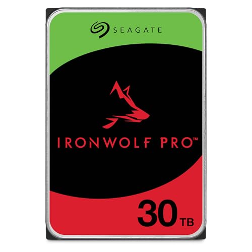 Seagate IronWolf Pro 30TB, NAS interne Festplatte, 3.5 Zoll, 7200 U/Min, CMR, 512 MB Cache, SATA 6 GB/S, inkl. 3 Jahre Rescue Service, Modellnr.: ST30000NT011 von Seagate