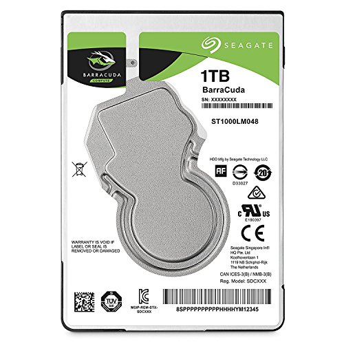 Seagate Barracuda, interne Festplatte 1 TB HDD, 2.5 Zoll, 5400 U/Min, 128 MB Cache, SATA 6 Gb/s, silber, Modellnr.: ST1000LM048 von Seagate