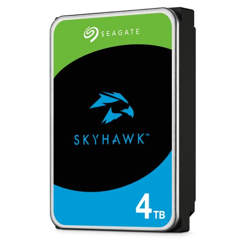 Seagate SkyHawk 4TB interne Festplatte HDD, Videoaufnahme bis zu 64 Kameras, 3.5 Zoll, 64 MB Cache, SATA 6GB/s, silber, FFP, inkl. 3 Jahre Rescue Service, Modellnr.: ST4000VXZ13 von Seagate